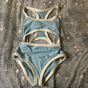 Aerie Light Blue and White Swimsuit